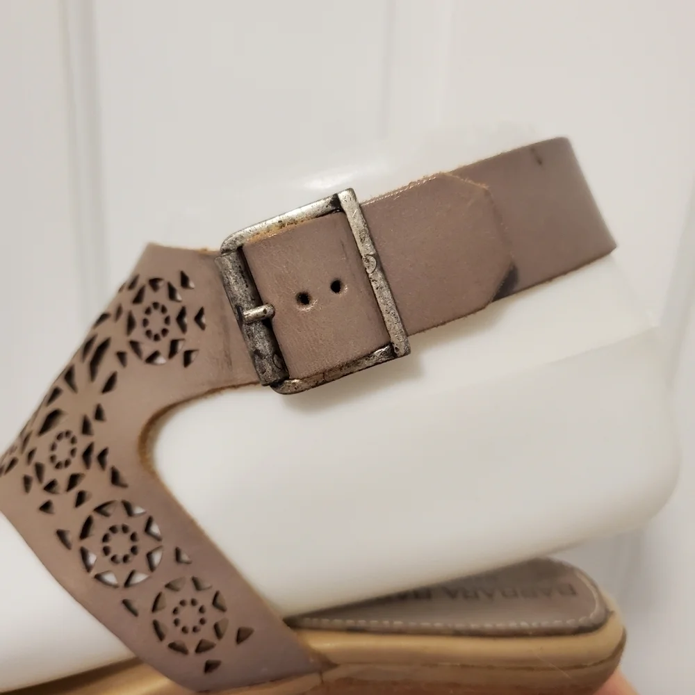 Barbara Barbieri Slingback Cutout Leather Peep Toe Heels Size 6 boho